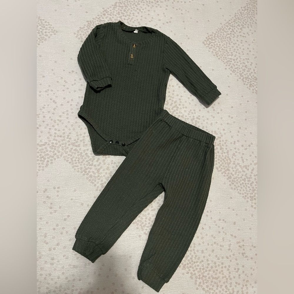 Dark Green Cozy Bodysuit Set